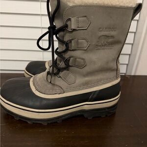 Sorel Caribou Boots in Black and Tan
